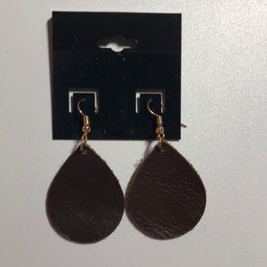 Custom made Genuine Leather Brown Earrings